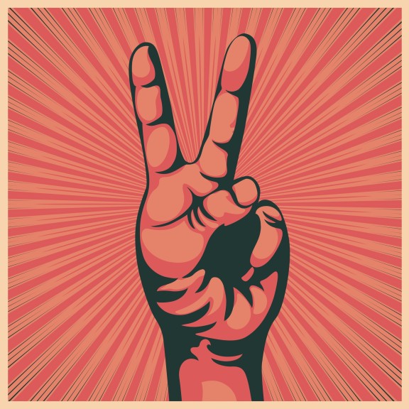 art of a hand in the peace sign