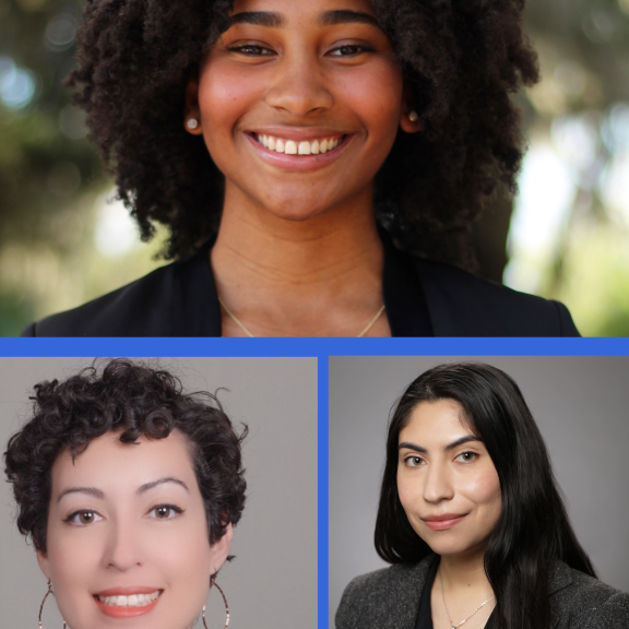 Collage of three portrait photographs; Madelyn Cox-Guerra, Wendy Garcia-Nava, and Amelia Isaacs