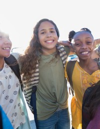 Group of happy children and youth